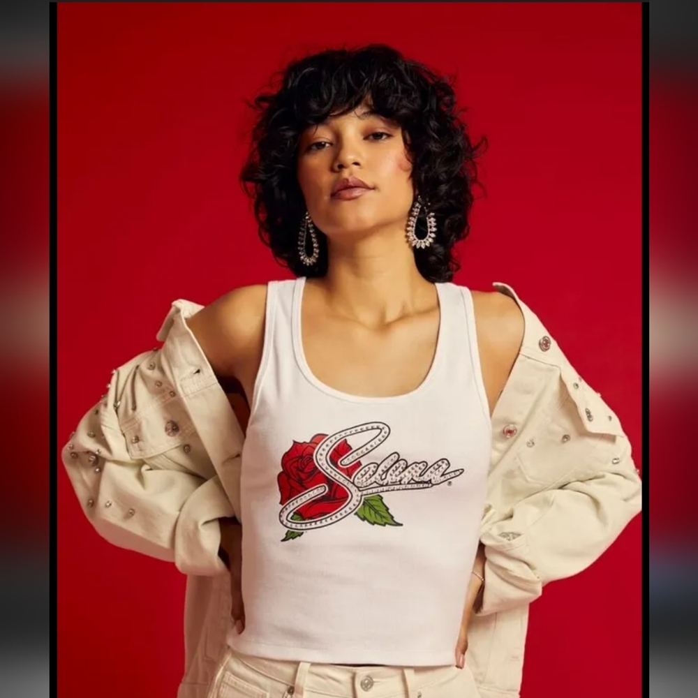 Selena White Croped Scoop Neck Tank Top